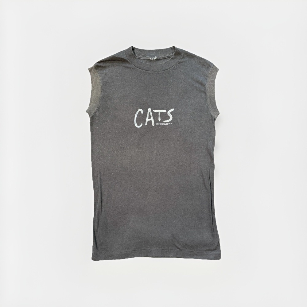 Vintage CATS Broadway Musical Black Tank Top 1981 Double Sided S/M